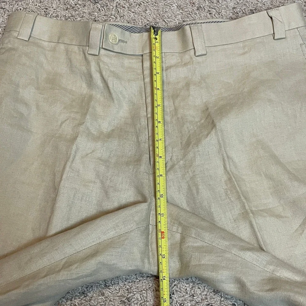 Calvin Klein Pants Mens Size 36 100%‎ Linen Beige Tan Flat Front Chino Trousers